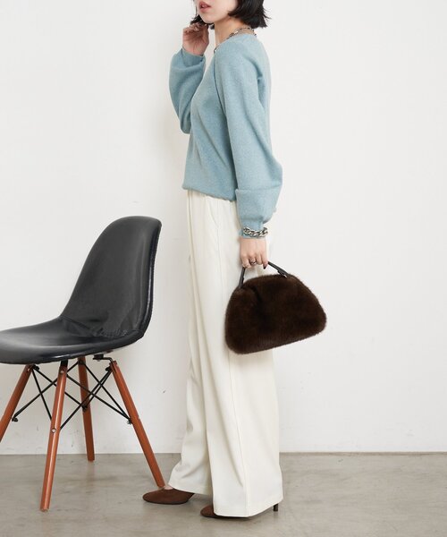 Jena espace merveilleux(ジェナ エスパスメルヴェイユ)の「【ウエストゴム】サテンナローパイピングパンツ(その他パンツ・レディース・ブラック/アイボリー/モカ・FREE)」の6枚目の写真