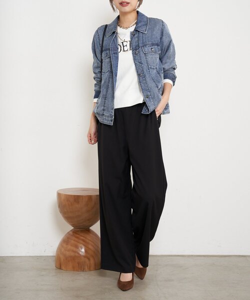 Jena espace merveilleux(ジェナ エスパスメルヴェイユ)の「【ウエストゴム】サテンナローパイピングパンツ(その他パンツ・レディース・ブラック/アイボリー/モカ・FREE)」の13枚目の写真
