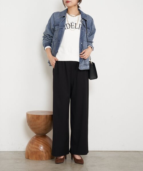 Jena espace merveilleux(ジェナ エスパスメルヴェイユ)の「【ウエストゴム】サテンナローパイピングパンツ(その他パンツ・レディース・ブラック/アイボリー/モカ・FREE)」の14枚目の写真
