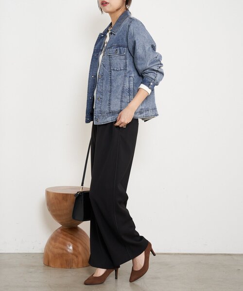 Jena espace merveilleux(ジェナ エスパスメルヴェイユ)の「【ウエストゴム】サテンナローパイピングパンツ(その他パンツ・レディース・ブラック/アイボリー/モカ・FREE)」の15枚目の写真