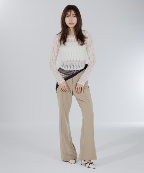 SENEE（セニー）の「high waist flare pocket pants（ハイウエストフレアポケットパンツ）（スラックス・レディース・ブラック/ベージュ・MEDIUM/SMALL）」の9枚目の写真