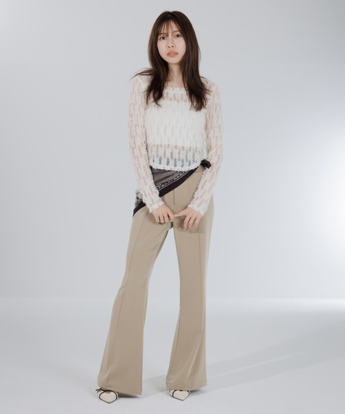SENEE（セニー）の「high waist flare pocket pants（ハイウエストフレアポケットパンツ）（スラックス・レディース・ブラック/ベージュ・MEDIUM/SMALL）」の10枚目の写真