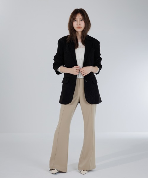 SENEE（セニー）の「high waist flare pocket pants（ハイウエストフレアポケットパンツ）（スラックス・レディース・ブラック/ベージュ・MEDIUM/SMALL）」の11枚目の写真