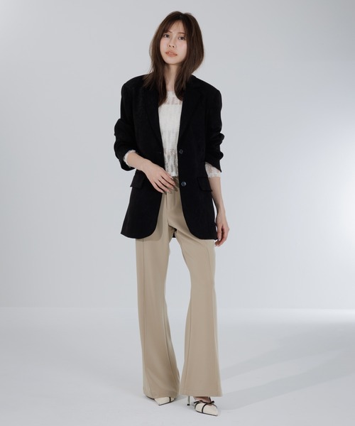 SENEE（セニー）の「high waist flare pocket pants（ハイウエストフレアポケットパンツ）（スラックス・レディース・ブラック/ベージュ・MEDIUM/SMALL）」の12枚目の写真