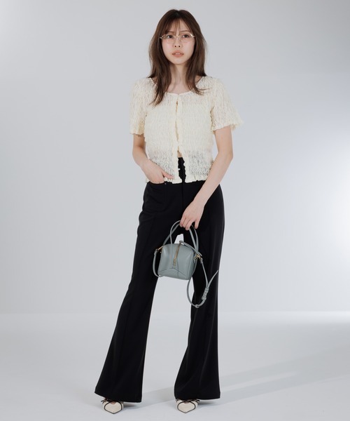 SENEE（セニー）の「high waist flare pocket pants（ハイウエストフレアポケットパンツ）（スラックス・レディース・ブラック/ベージュ・MEDIUM/SMALL）」の6枚目の写真