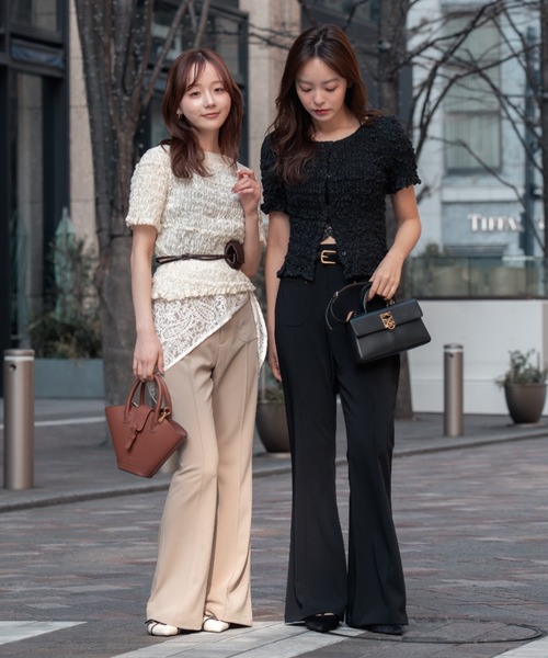 SENEE（セニー）の「high waist flare pocket pants（ハイウエストフレアポケットパンツ）（スラックス・レディース・ブラック/ベージュ・MEDIUM/SMALL）」の21枚目の写真