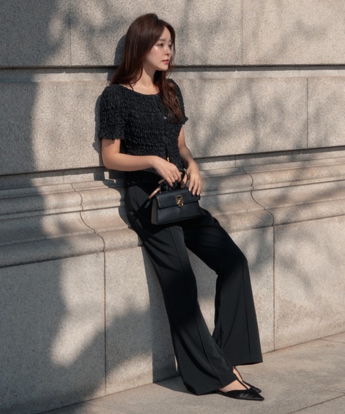 SENEE（セニー）の「high waist flare pocket pants（ハイウエストフレアポケットパンツ）（スラックス・レディース・ブラック/ベージュ・MEDIUM/SMALL）」の18枚目の写真