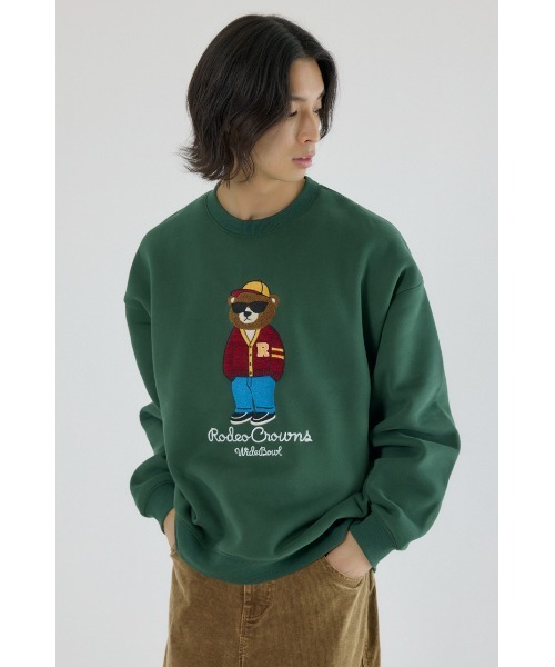 RODEO CROWNS WIDE BOWL(ロデオクラウンズワイドボウル)の「サガラベアースウェット(スウェット・メンズ・ネイビー/グレー×ホワイト/ダークグリーン・MEDIUM/LARGE)」の1枚目の写真