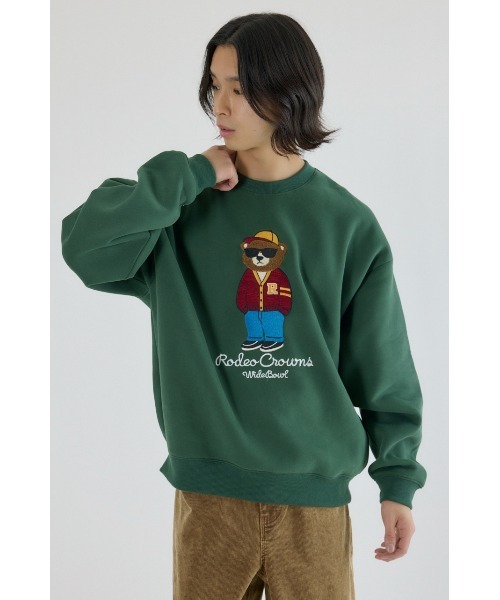 RODEO CROWNS WIDE BOWL(ロデオクラウンズワイドボウル)の「サガラベアースウェット(スウェット・メンズ・ネイビー/グレー×ホワイト/ダークグリーン・MEDIUM/LARGE)」の4枚目の写真
