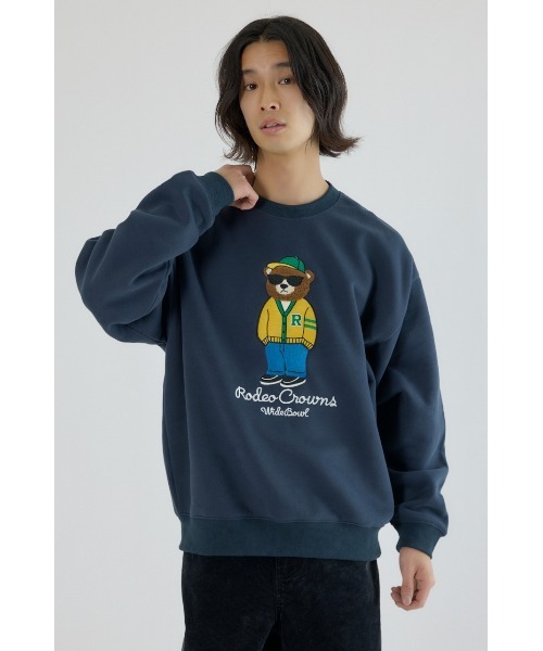 RODEO CROWNS WIDE BOWL(ロデオクラウンズワイドボウル)の「サガラベアースウェット(スウェット・メンズ・ネイビー/グレー×ホワイト/ダークグリーン・MEDIUM/LARGE)」の9枚目の写真