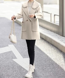 CHUL（チュル）の「襟デザインウールタッチコート／上品シルエット／ニュアンスカラー（その他アウター）」