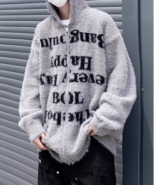 NEW GENTLEMAN(ニュージェントルマン)の「バンクシー シャギー ダメージ加工 ニットパーカー(パーカー・メンズ・グレー/ブラック・XL/L/M)」の14枚目の写真