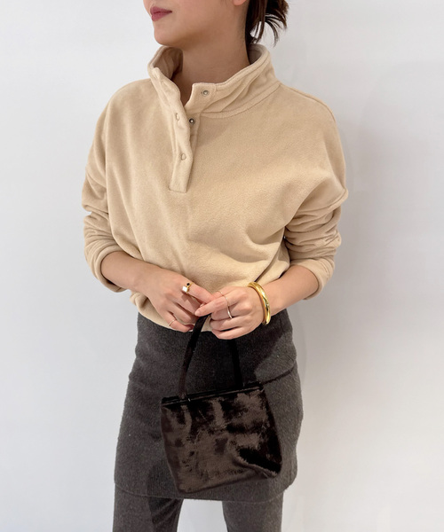 EDIT. FOR LULU（エディットフォールル）の「【SKIN for LULU】fleece top（Tシャツ/カットソー・レディース・ベージュ/チャコールグレー・FREE）」の2枚目の写真