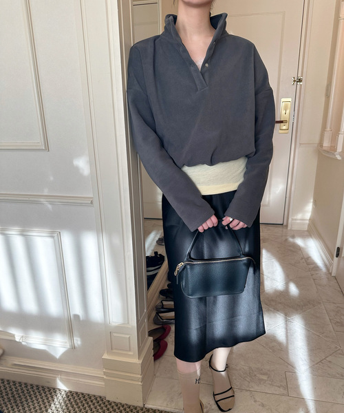 EDIT. FOR LULU（エディットフォールル）の「【SKIN for LULU】fleece top（Tシャツ/カットソー・レディース・ベージュ/チャコールグレー・FREE）」の8枚目の写真