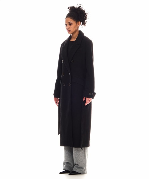 BEEDEN(ビーデン)の「BOXY DOUBLE LONG COAT(トレンチコート・レディース・ブラック/マルチ・FREE)」の3枚目の写真