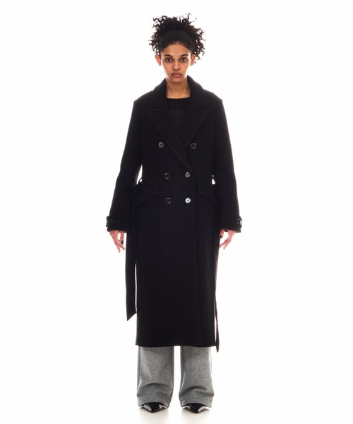BEEDEN(ビーデン)の「BOXY DOUBLE LONG COAT(トレンチコート・レディース・ブラック/マルチ・FREE)」の6枚目の写真