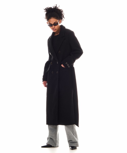 BEEDEN(ビーデン)の「BOXY DOUBLE LONG COAT(トレンチコート・レディース・ブラック/マルチ・FREE)」の13枚目の写真
