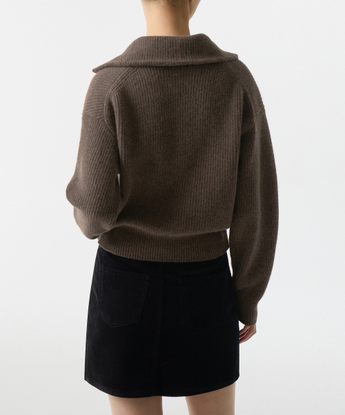 MUSINSA STANDARD WOMAN（ムシンサスタンダードウーマン）の「ウィメンズラムウールリブニットハーフジップ[モカブラウン]（ニット/セーター・レディース・その他・LARGE/MEDIUM/SMALL/X-SMALL）」の2枚目の写真