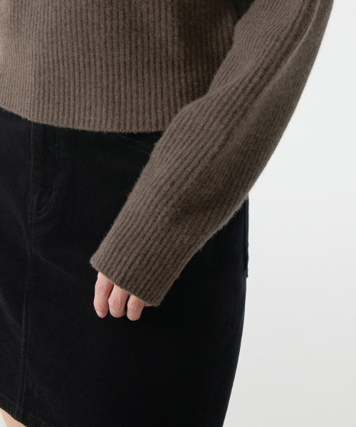 MUSINSA STANDARD WOMAN（ムシンサスタンダードウーマン）の「ウィメンズラムウールリブニットハーフジップ[モカブラウン]（ニット/セーター・レディース・その他・LARGE/MEDIUM/SMALL/X-SMALL）」の5枚目の写真