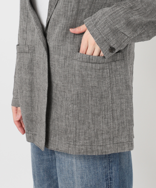 Spick & Span（スピックアンドスパン）の「エアリーリネン1Bジャケット（テーラードジャケット・レディース・マルチ/アイボリー/チャコールグレー・38/36）」の8枚目の写真