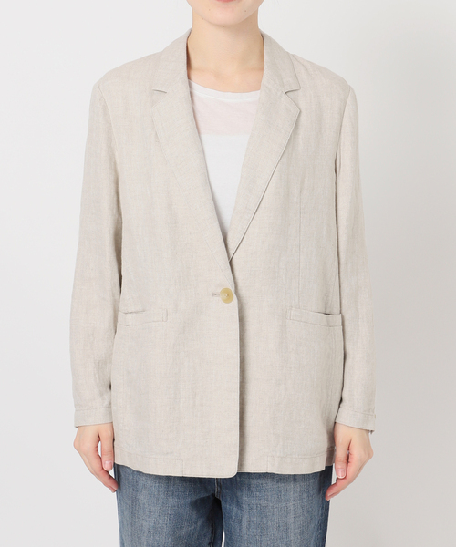 Spick & Span（スピックアンドスパン）の「エアリーリネン1Bジャケット（テーラードジャケット・レディース・マルチ/アイボリー/チャコールグレー・38/36）」の11枚目の写真