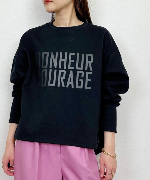 LUGIVA(ルギヴァ)の「【セットアップ可能】ポンチサイドファスナーロゴプルオーバー(Tシャツ/カットソー・レディース・オフホワイト/ブラック・M)」の2枚目の写真