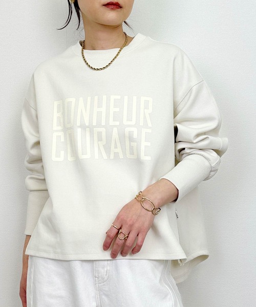 LUGIVA(ルギヴァ)の「【セットアップ可能】ポンチサイドファスナーロゴプルオーバー(Tシャツ/カットソー・レディース・オフホワイト/ブラック・M)」の11枚目の写真