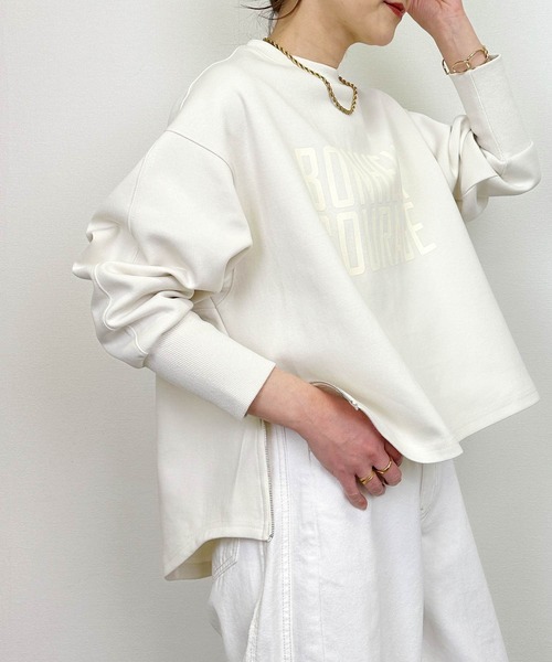 LUGIVA(ルギヴァ)の「【セットアップ可能】ポンチサイドファスナーロゴプルオーバー(Tシャツ/カットソー・レディース・オフホワイト/ブラック・M)」の12枚目の写真