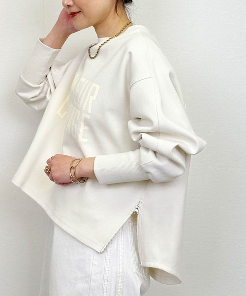 LUGIVA(ルギヴァ)の「【セットアップ可能】ポンチサイドファスナーロゴプルオーバー(Tシャツ/カットソー・レディース・オフホワイト/ブラック・M)」の14枚目の写真