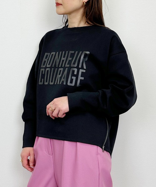 LUGIVA(ルギヴァ)の「【セットアップ可能】ポンチサイドファスナーロゴプルオーバー(Tシャツ/カットソー・レディース・オフホワイト/ブラック・M)」の9枚目の写真