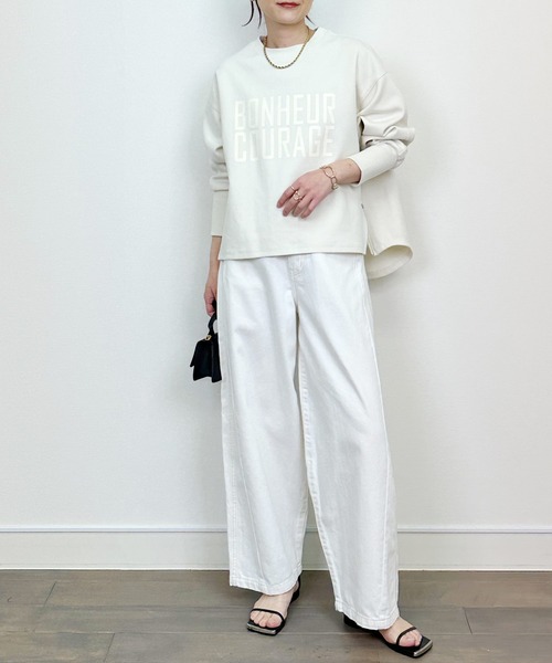 LUGIVA(ルギヴァ)の「【セットアップ可能】ポンチサイドファスナーロゴプルオーバー(Tシャツ/カットソー・レディース・オフホワイト/ブラック・M)」の15枚目の写真