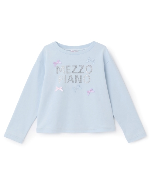 美品✨激レア❣️Mezzo Piano ラメストーン長袖Tシャツ M 150cm セール】ラインストーンロゴ 長袖Tシャツ（Tシャツ/カットソー