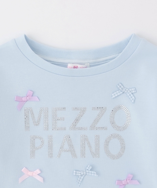 mezzo piano（メゾピアノ）の「ラインストーンロゴ　長袖Tシャツ（Tシャツ/カットソー・キッズ・オフホワイト/サックスブルー・120cm/140cm/130cm）」の4枚目の写真
