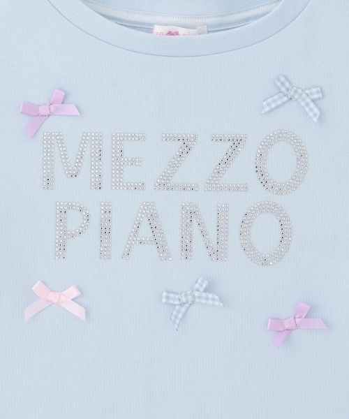 mezzo piano（メゾピアノ）の「ラインストーンロゴ　長袖Tシャツ（Tシャツ/カットソー・キッズ・オフホワイト/サックスブルー・120cm/140cm/130cm）」の5枚目の写真