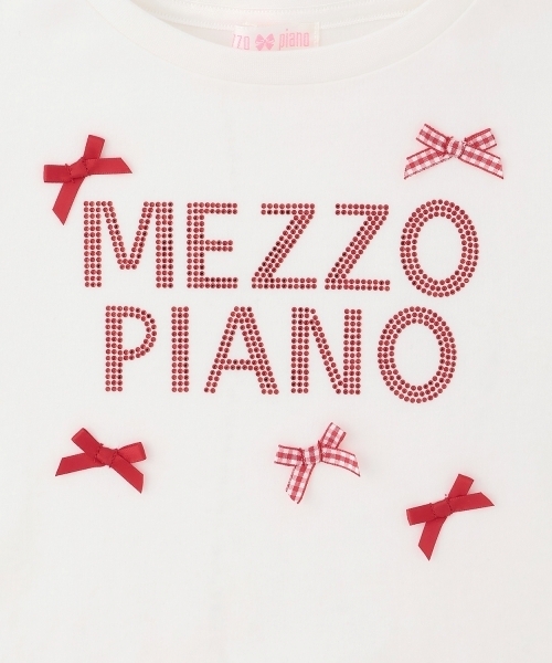 mezzo piano（メゾピアノ）の「ラインストーンロゴ　長袖Tシャツ（Tシャツ/カットソー・キッズ・オフホワイト/サックスブルー・120cm/140cm/130cm）」の6枚目の写真