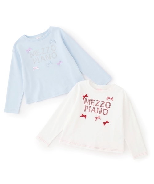 mezzo piano（メゾピアノ）の「ラインストーンロゴ　長袖Tシャツ（Tシャツ/カットソー・キッズ・オフホワイト/サックスブルー・120cm/140cm/130cm）」の10枚目の写真