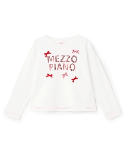 mezzo piano（メゾピアノ）の「ラインストーンロゴ　長袖Tシャツ（Tシャツ/カットソー・キッズ・オフホワイト/サックスブルー・120cm/140cm/130cm）」の12枚目の写真