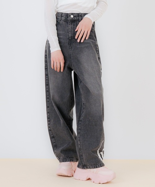 ANAP GｉRL（アナップガール）の「サイドプリントバレルデニムパンツ（その他パンツ・キッズ・ブルー/ブラック・XS/M/S）」の11枚目の写真