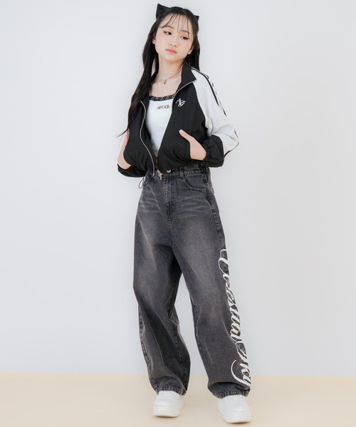 ANAP GｉRL（アナップガール）の「サイドプリントバレルデニムパンツ（その他パンツ・キッズ・ブルー/ブラック・XS/M/S）」の16枚目の写真