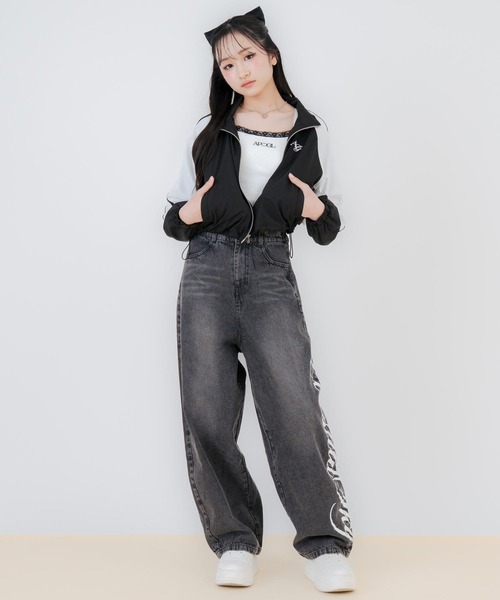 ANAP GｉRL（アナップガール）の「サイドプリントバレルデニムパンツ（その他パンツ・キッズ・ブルー/ブラック・XS/M/S）」の22枚目の写真