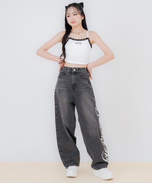 ANAP GｉRL（アナップガール）の「サイドプリントバレルデニムパンツ（その他パンツ・キッズ・ブルー/ブラック・XS/M/S）」の13枚目の写真