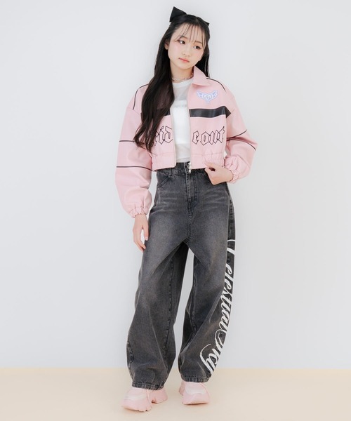 ANAP GｉRL（アナップガール）の「サイドプリントバレルデニムパンツ（その他パンツ・キッズ・ブルー/ブラック・XS/M/S）」の4枚目の写真