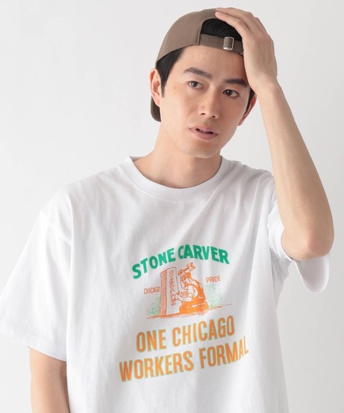 UNIVERSAL OVERALL(ユニバーサルオーバーオール)の「UNIVERSAL OVERALL/グラフィックTシャツ/一部店舗限定/635131(Tシャツ/カットソー・メンズ・ホワイト/ブラック・LARGE/X-LARGE/MEDIUM)」の5枚目の写真