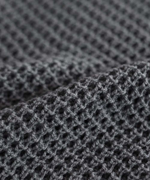 ROCHEM（ローシェン）の「ダメージデザインショートワッフルスキッパーポロ（ニット/セーター・メンズ・ブラック/オフホワイト/グレー・XS/S/M/L）」の13枚目の写真