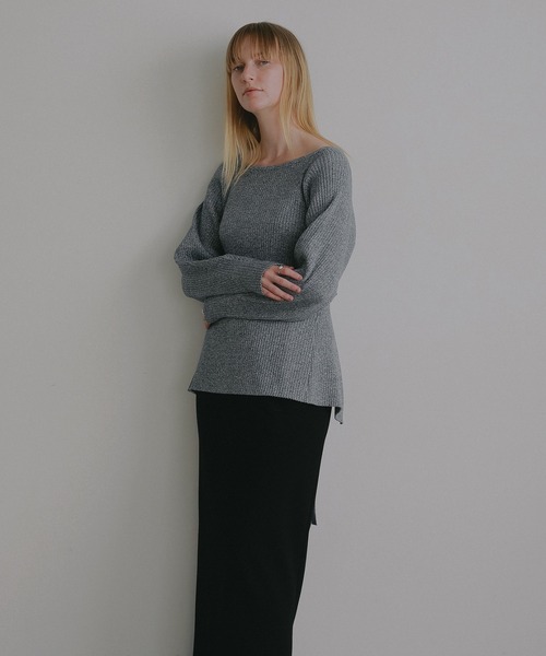 MANOF(マノフ)の「BACK OPEN RIB KNIT(ニット/セーター・レディース・ブルー系その他/ホワイト/ブラック・F)」の10枚目の写真