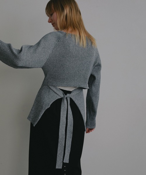 MANOF(マノフ)の「BACK OPEN RIB KNIT(ニット/セーター・レディース・ブルー系その他/ホワイト/ブラック・F)」の5枚目の写真
