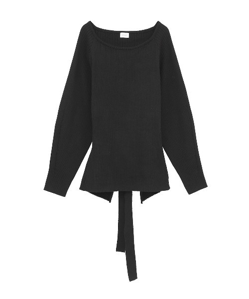 2026 SS MANOF 黒ニットトップス BACK OPEN RIB KNIT（ニット/セーター）｜MANOF（マノフ）の