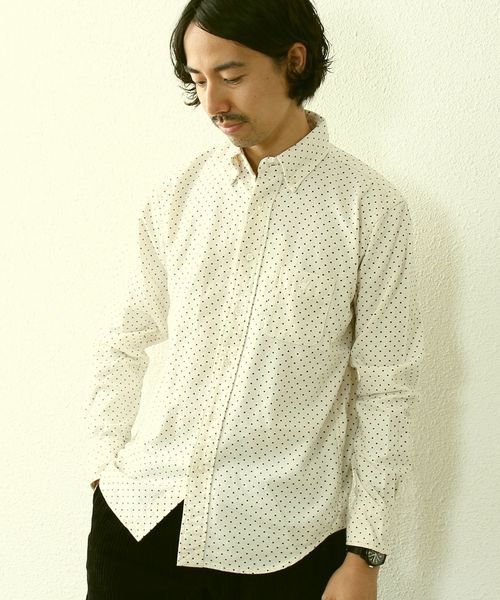 coen(コーエン)の「ネルドットボタンダウンシャツ(シャツ/ブラウス・メンズ・ダークグリーン/ホワイト/ネイビー・X-SMALL/X-LARGE/SMALL/LARGE/MEDIUM)」の2枚目の写真