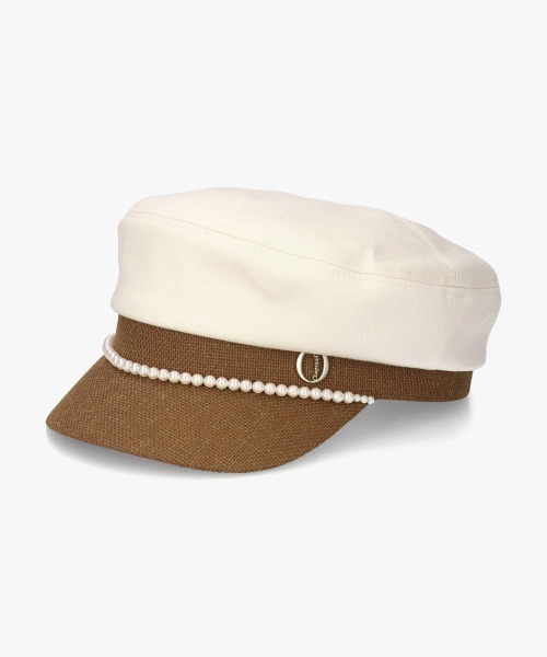 Chapeau d' O（シャポードオー）の「Chapeau d' O  Denim Pearl Marine Cas / シャポードオー（キャスケット・レディース・グリーン/ブラウン/ネイビー・M/57.5cm）」の4枚目の写真