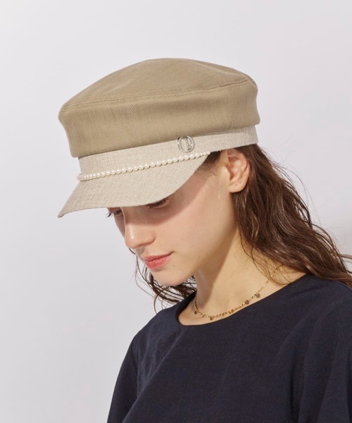 Chapeau d' O（シャポードオー）の「Chapeau d' O  Denim Pearl Marine Cas / シャポードオー（キャスケット・レディース・グリーン/ブラウン/ネイビー・M/57.5cm）」の9枚目の写真